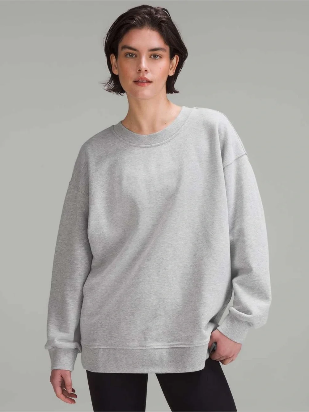 Lululemon Perfectly Oversized Crew in Heathered Core Ultra Light Grey Size 8